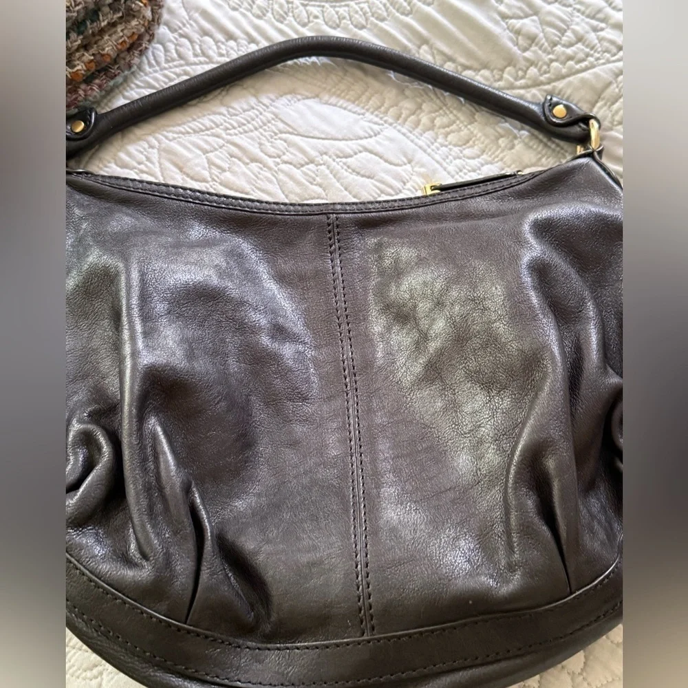 Antonio Milani Brown Pebbled Leather Hobo Bag